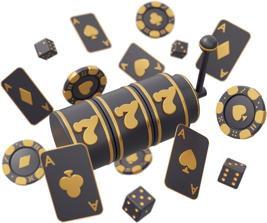 777 casino poker gold 3d illustration